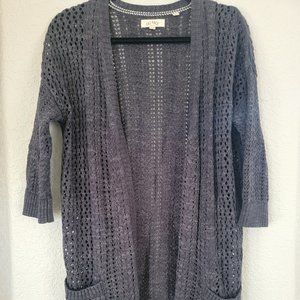 FatFace Cotton Linen Blend Charcoal Gray Tunic Cardigan Sweater